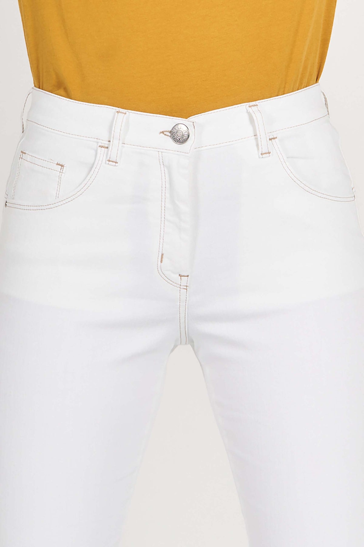 Susie Sg3/S Pantalone in denim bianco di cotone stretch