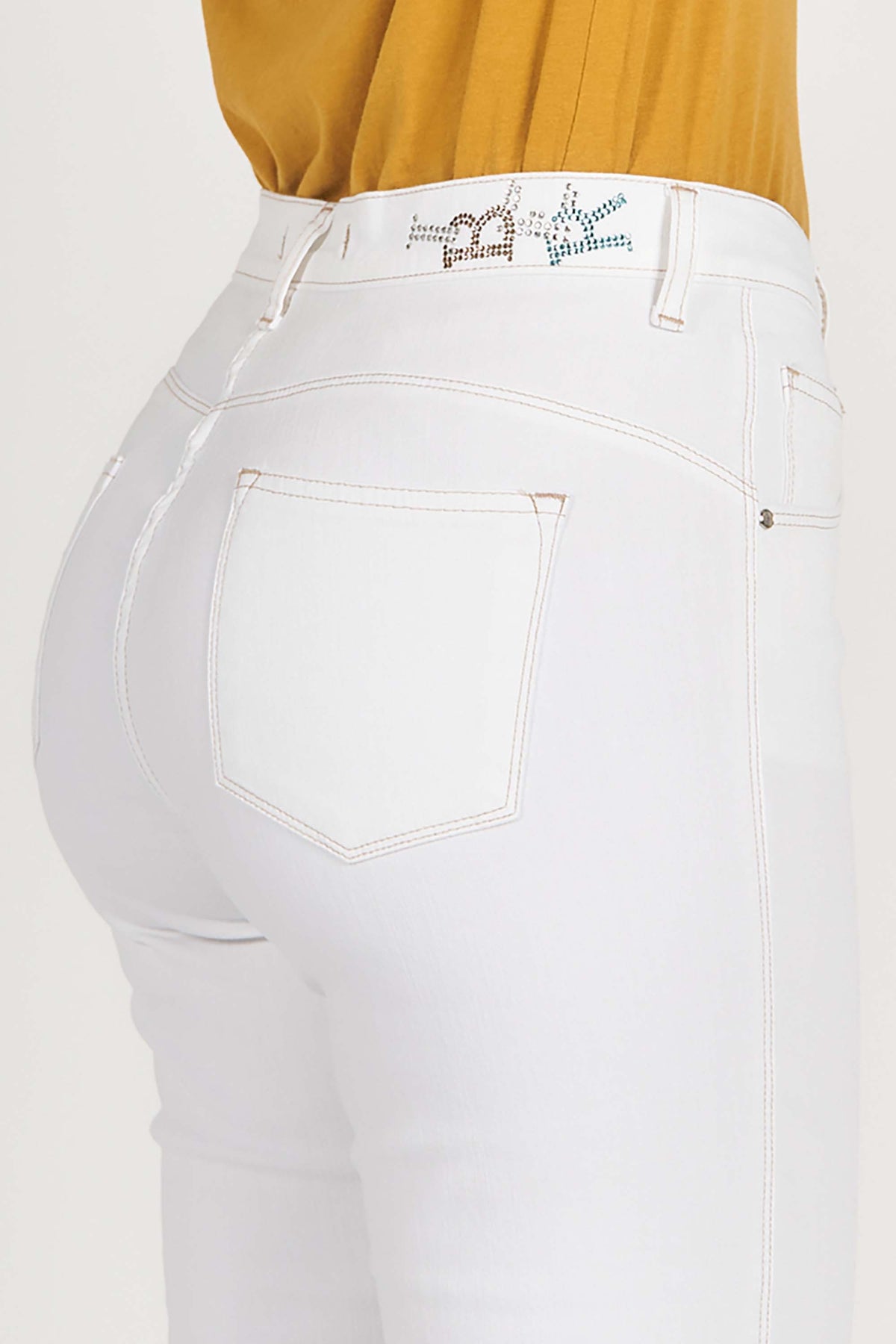 Susie Sg3/S Pantalone in denim bianco di cotone stretch