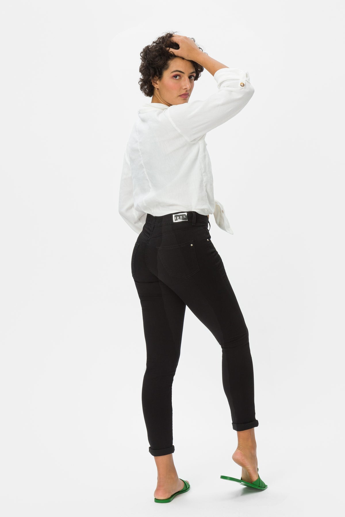 Brenda Lbn01 Jeans nero con risvolto