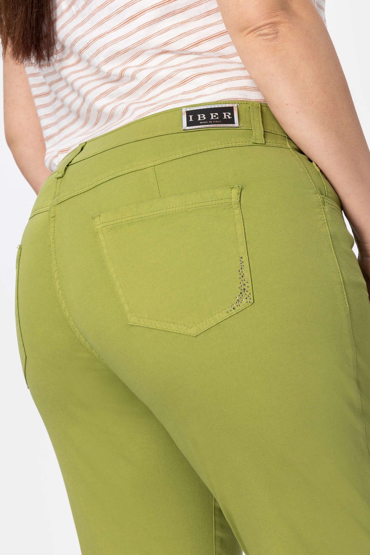 Demetra Th/S Pantalone cotone con dettaglio strass