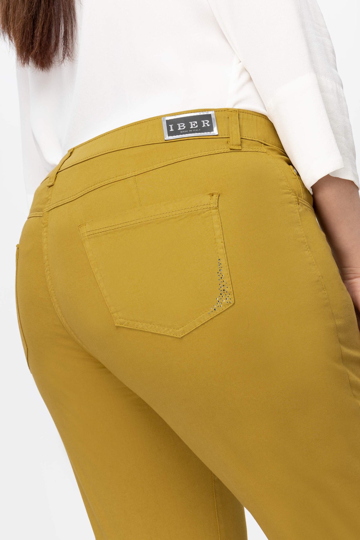 Demetra Th/S Pantalone cotone con dettaglio strass